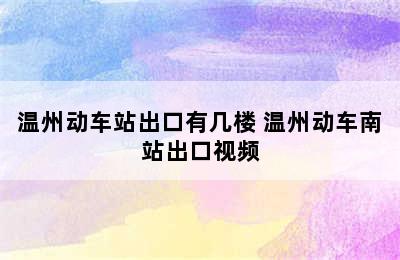 温州动车站出口有几楼 温州动车南站出口视频